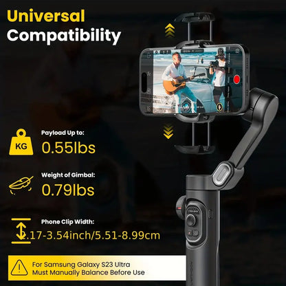 Stabilisateur Smartphone 3 Axes Gimbal Professionnel Compatible Iphone & Android